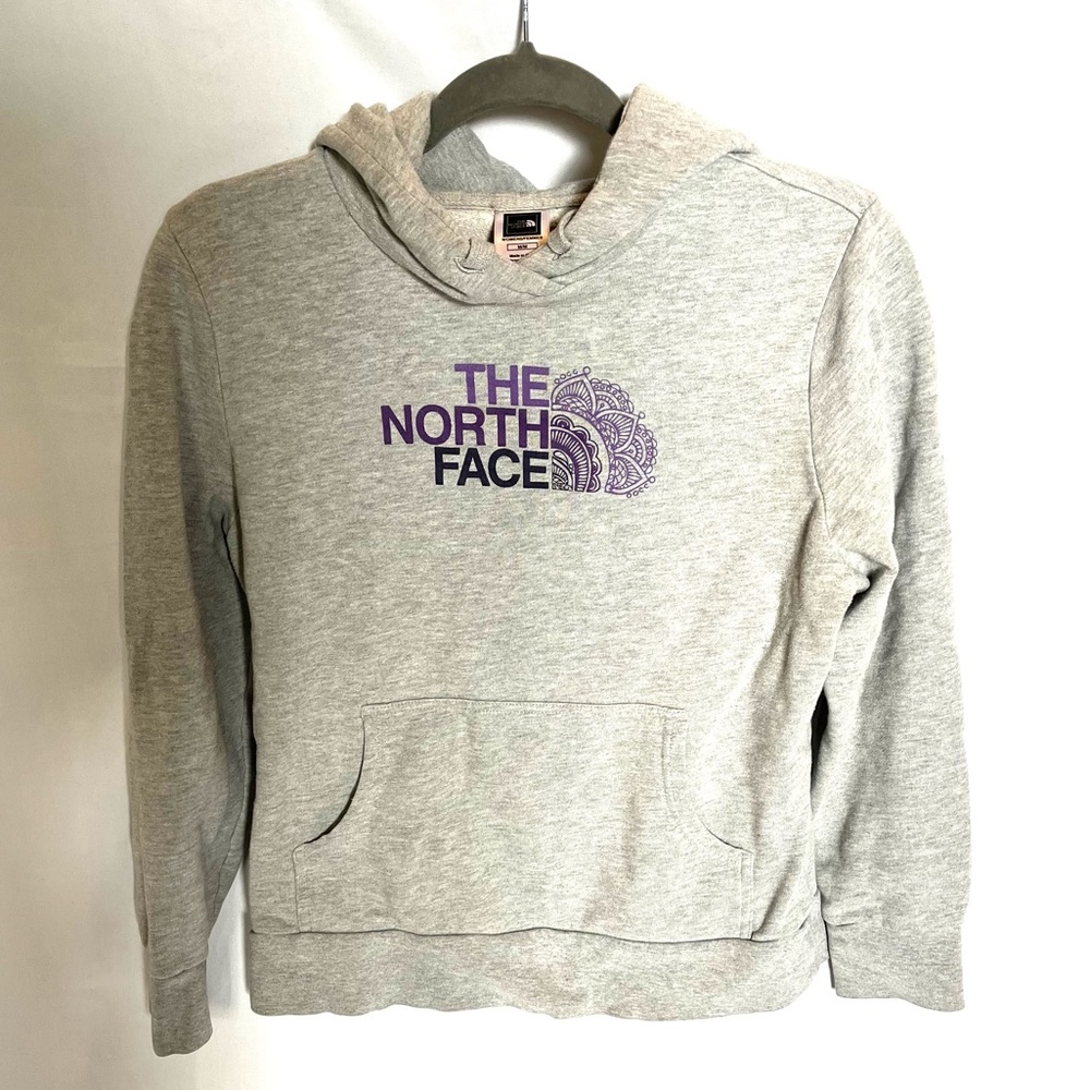 The North Face Gray and Purple Hoodie.